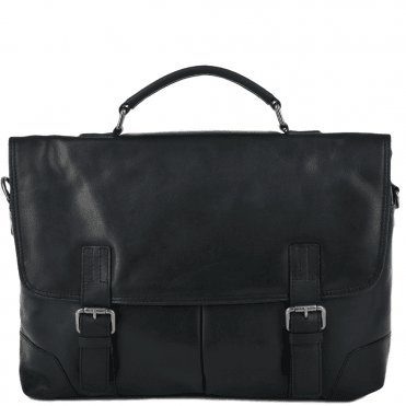 Soft Leather Handcrafted Briefcase Black : Elliot
