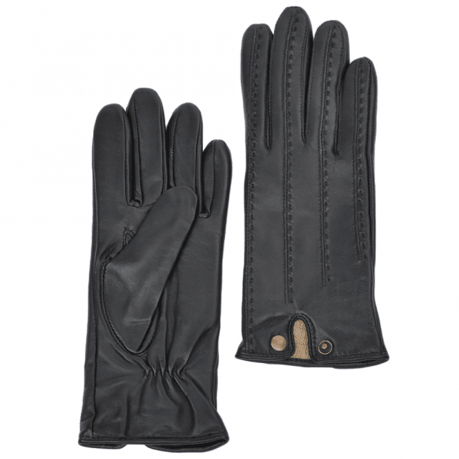 Ashwood Stitch Detail Leather Gloves Black : 733