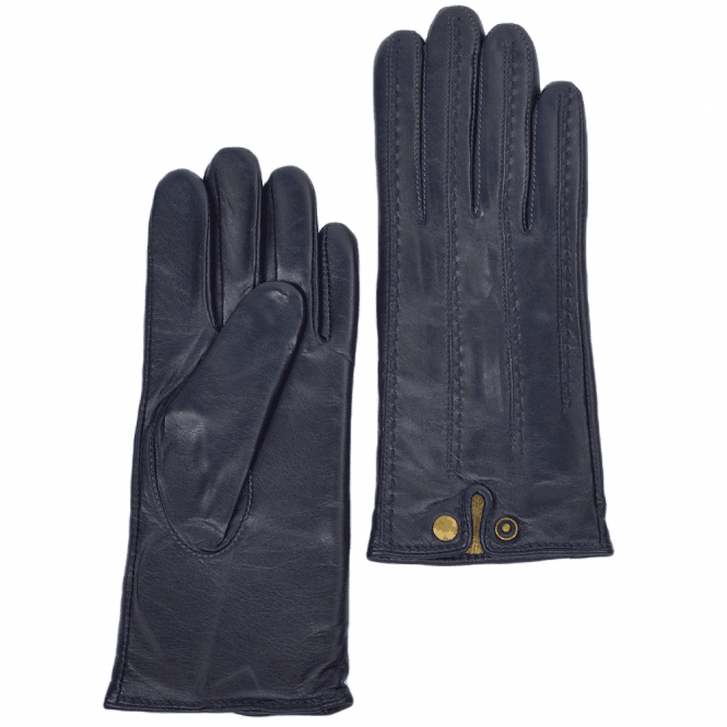 Ashwood Stitch Detail Leather Gloves Navy : 733