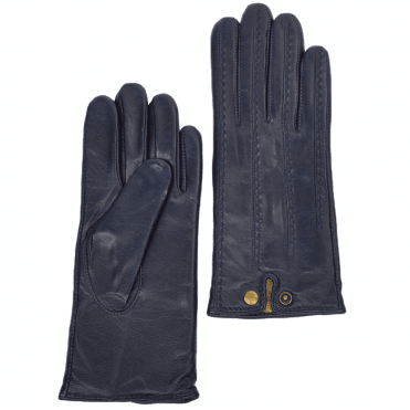 Stitch Detail Leather Gloves Navy : 733