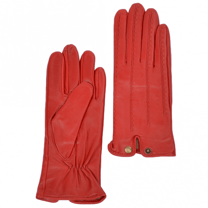 Ashwood Stitch Detail Leather Gloves Red : 733