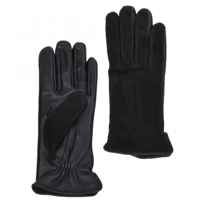 Ashwood Suede and Leather Gloves Black : 130