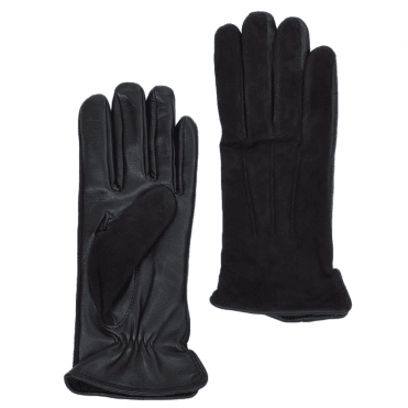 Suede and Leather Gloves Black : 130
