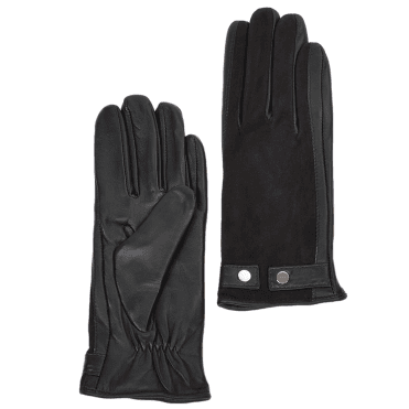 Suede and Leather Gloves Black : 327