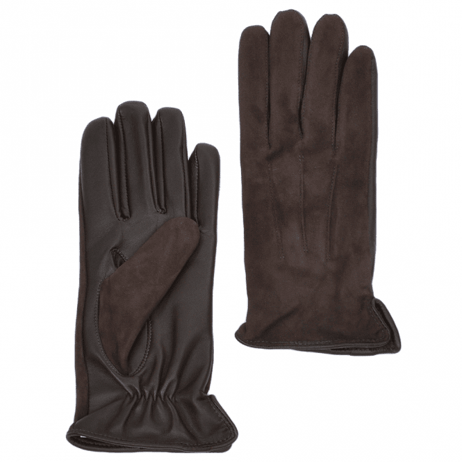 Ashwood Suede and Leather Gloves Brown : 130
