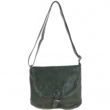 Tablet Friendly Medium Vintage Leather Bag Green: D-91