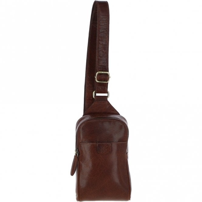 Ashwood Three Pocket Leather Sling Bag - Chestnut Tan: T-75
