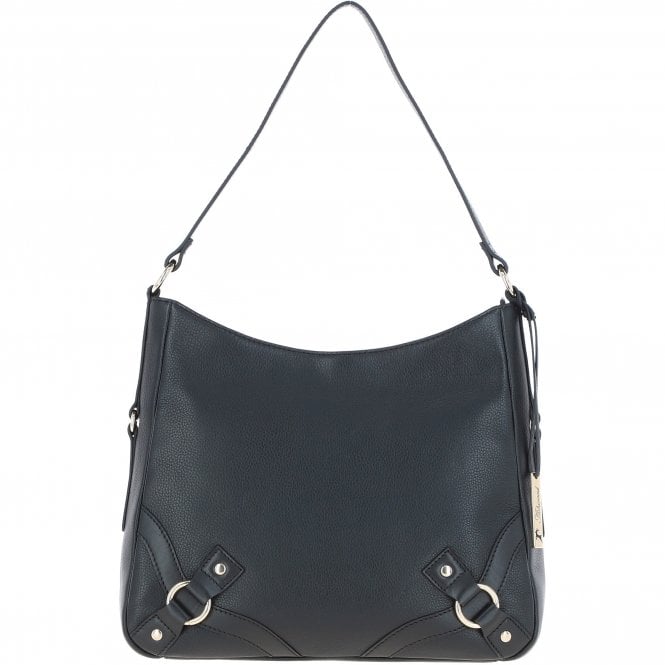 Ashwood Top Zip Leather Shoulder Bag Black: Z-77