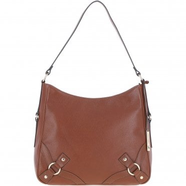 Ashwood Top Zip Leather Shoulder Bag Tan: Z-77