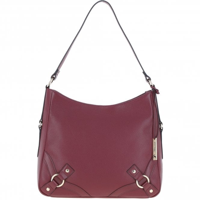 Ashwood Top Zip Leather Shoulder Bag Wine: Z-77