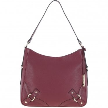 Ashwood Top Zip Leather Shoulder Bag Wine: Z-77