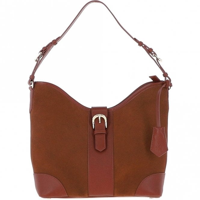 Ashwood Top Zip Suede Shoulder Handbag Tan: S-17
