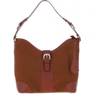 Ashwood Top Zip Suede Shoulder Handbag Tan: S-17