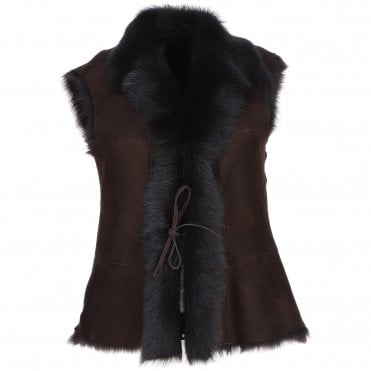 Toscana Suede Leather Gilet Brn/Brn : KB-42