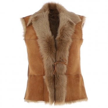 Toscana Suede Leather Gilet Honey: KB-42
