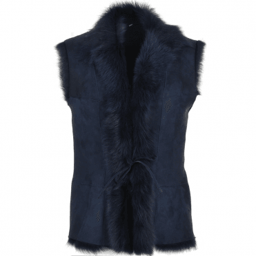 Toscana Suede Leather Gilet Navy : KB-42