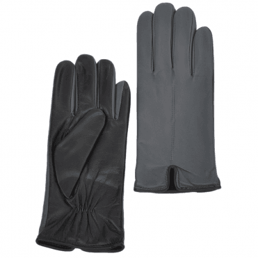 Touch Screen Friendly Two Tone Leather Gloves Black/ Grey : 137