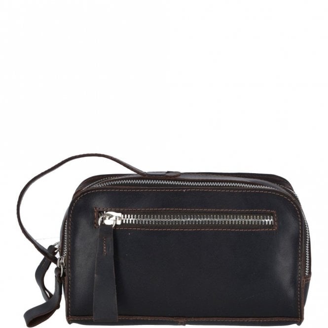 Ashwood Two Section Oily Hunter Leather Wash Bag Brown : 1667