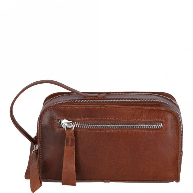 Ashwood Two Section Oily Hunter Leather Wash Bag Tan : 1667