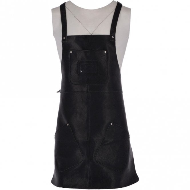Ashwood Unisex Cross Back Leather Apron Black : Odell