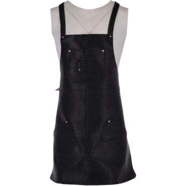 Unisex Cross Back Leather Apron Black : Odell