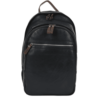 Unisex Leather Backpack Black/mud : 4555