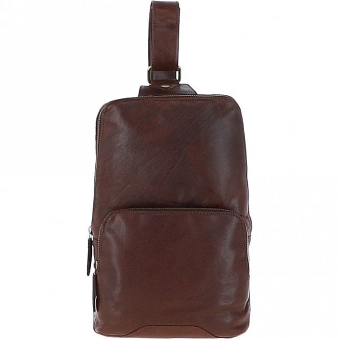 Ashwood Unisex Medium Luxury Leather Sling Bag Brandy : G-39