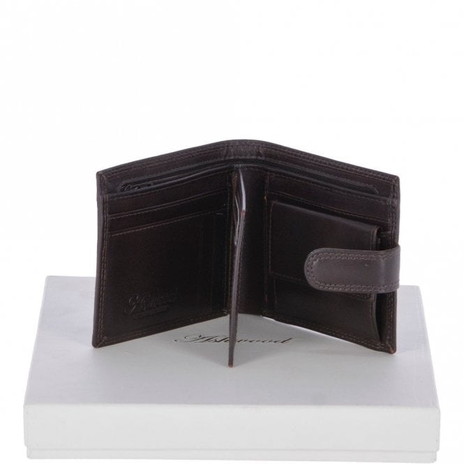 Ashwood Vegetable Tanned 8 Card, ID & Coins & Zip Billfold Tab Leather Wallet Brown : 1258-VT