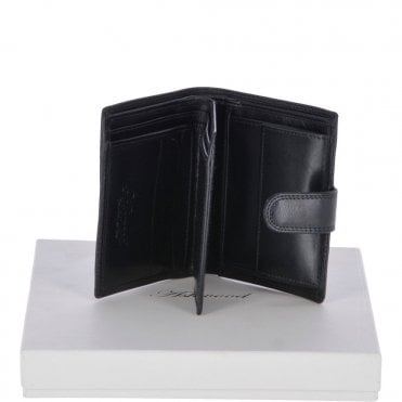 Vegetable Tanned Flip Side 6 card, ID & Coins Dual Bill fold Tab Leather Wallet Black : 1246-VT