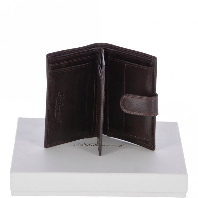 Ashwood Vegetable Tanned Flip Side 6 card, ID & Coins Dual Bill fold Tab Leather Wallet Brown : 1246-VT