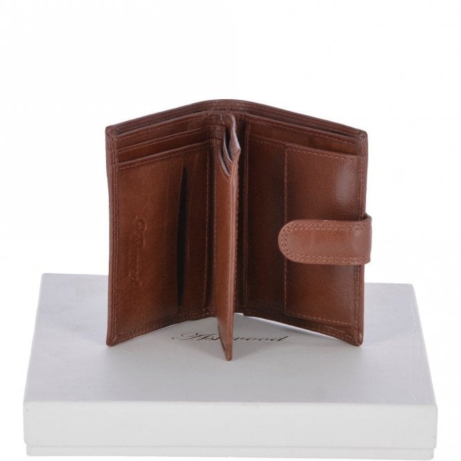 Ashwood Vegetable Tanned Flip Side 6 card, ID & Coins Dual Bill fold Tab Leather Wallet Tan : 1246-VT