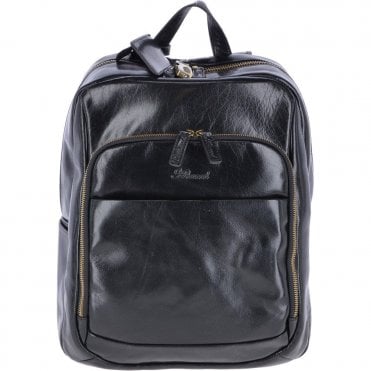 Vegetable Tanned Leather Backpack Black : 11319