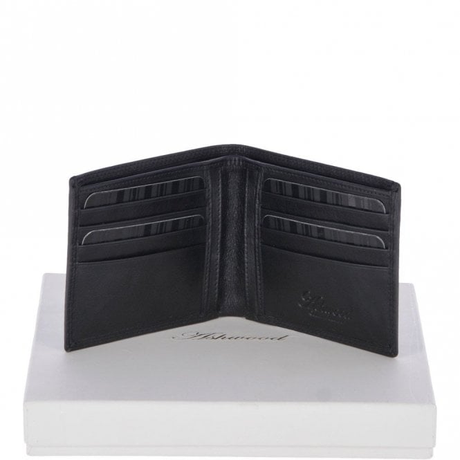 Ashwood Vegetable Tanned Leather Classic 8 Card Bill Fold Wallet Black : 1211-VT