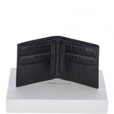 Vegetable Tanned Leather Classic 8 Card Bill Fold  Wallet Black : 1211-VT