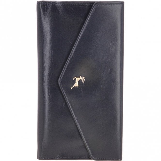 Ashwood Vegetable Tanned Note, Coin & 8 Card Envelope Purse Navy: V-63