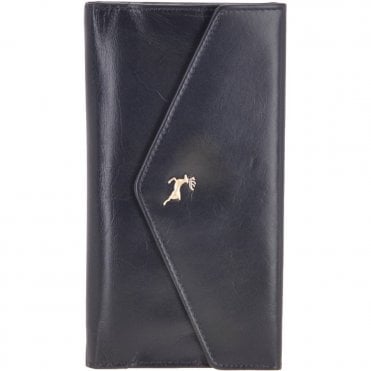 Vegetable Tanned Note, Coin & 8 Card Envelope Purse Navy: V-63