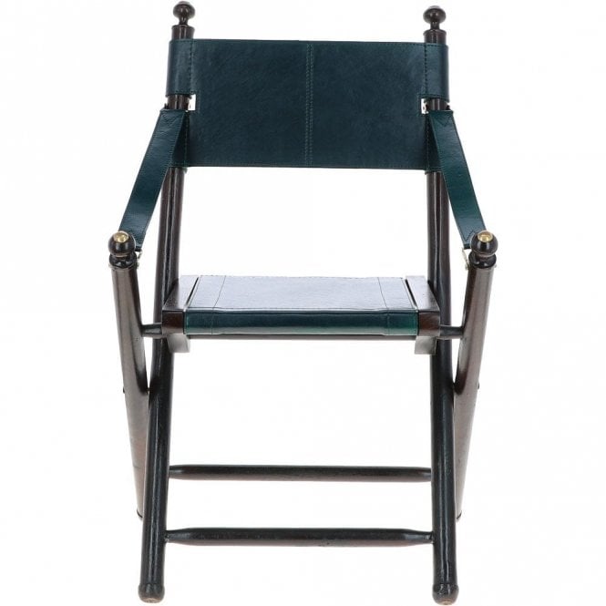 Ashwood Vintage Folding Leather Chair Green: VIN-37