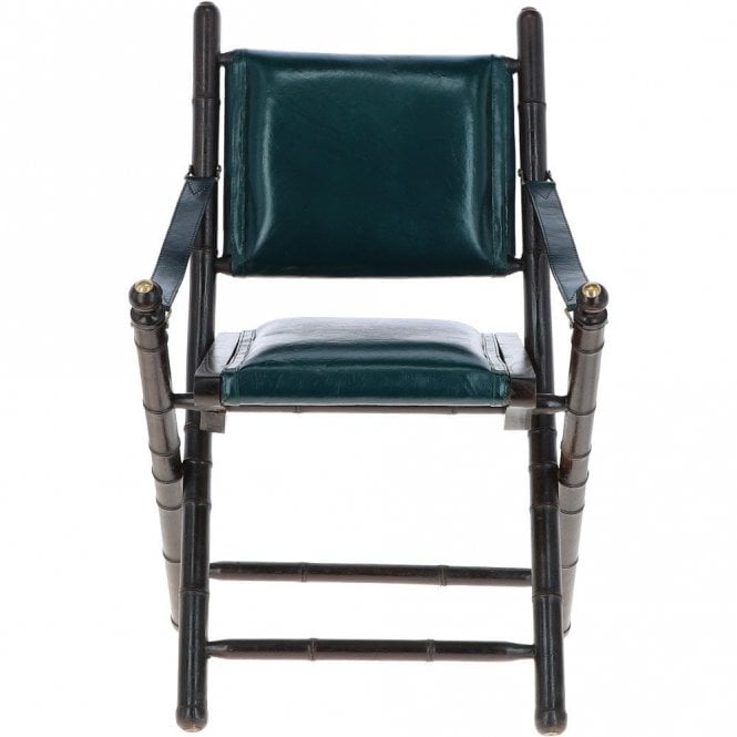Ashwood Vintage Folding Leather Chair Green: VIN-39