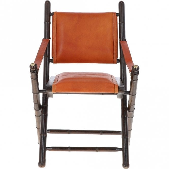 Ashwood Vintage Folding Leather Chair Tan: VIN-39