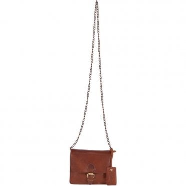 Vintage Mini Leather Cross Body Shoulder Bag With Chain Strap Honey  – G27