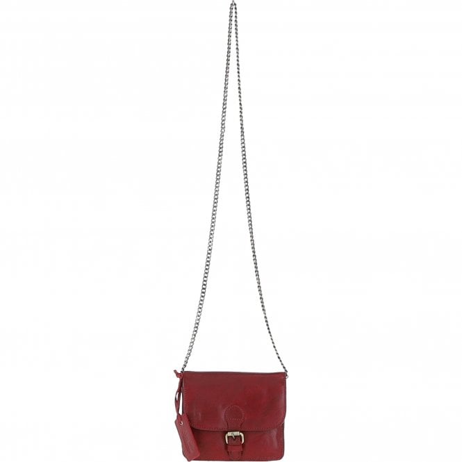 Ashwood Vintage Mini Leather Cross Body Shoulder Bag With Chain Strap Red – G27