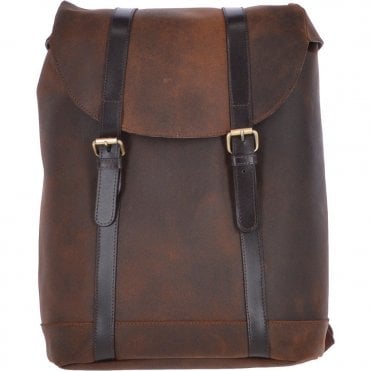 Vintage Oily Hunter Leather Backpack Brown: Kane