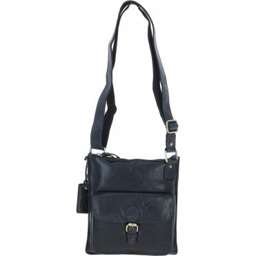 Vintage Small Leather Shoulder Bag Navy – G20