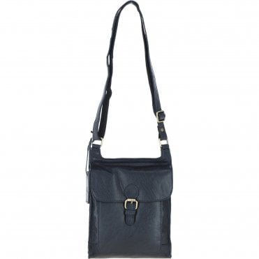 Vintage Small Leather Travel Shoulder Bag Navy – G24