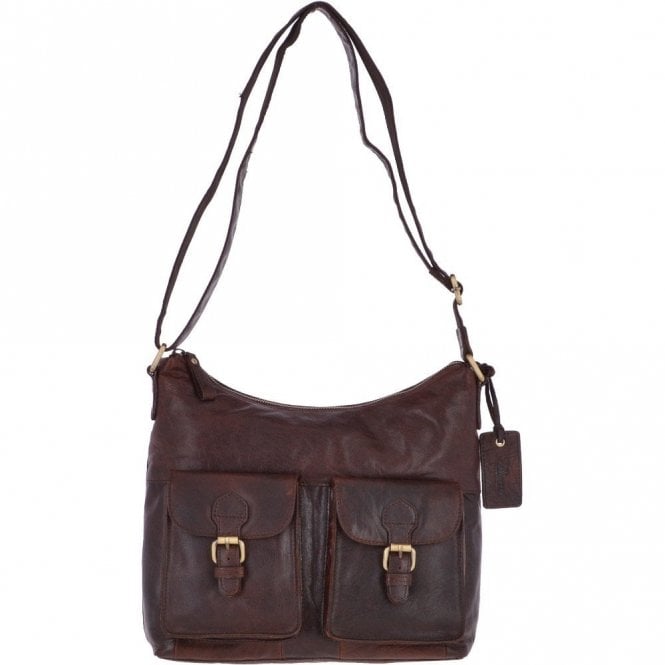 Ashwood Vintage Two Pocket Leather Shoulder Bag Brandy – G21