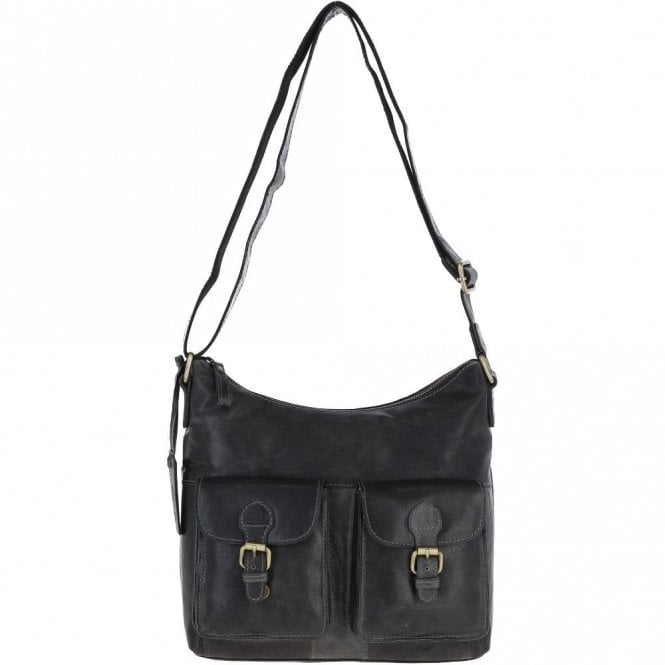 Ashwood Vintage Two Pocket Leather Shoulder Bag Grey: G21