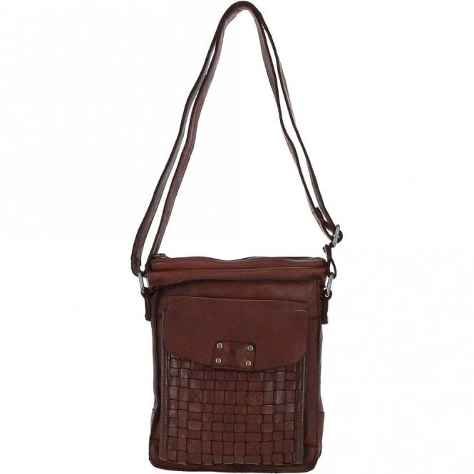 Ashwood Vintage Woven Classic Leather Crossbody Bag Cognac : D-76