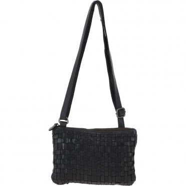 Vintage Woven Classic Leather Crossbody Bag Dark Grey : D-70