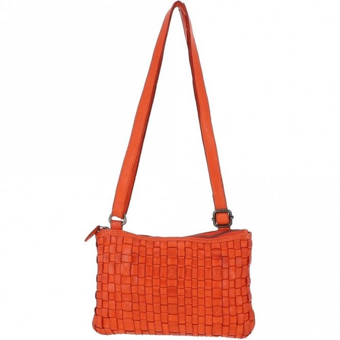 Ashwood Vintage Woven Classic Leather Crossbody Bag Orange: D-70
