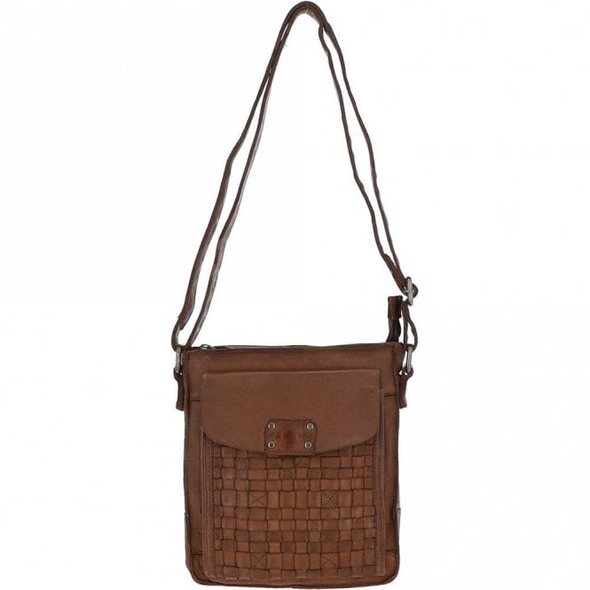 Ashwood Vintage Woven Classic Leather Crossbody Bag Taupe : D-76